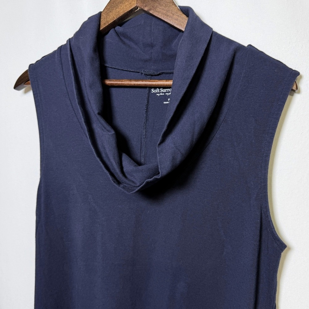 Soft Surroundings Navy Blue Cowl Neck Sleeveless Midi Dress 39066 Women PL